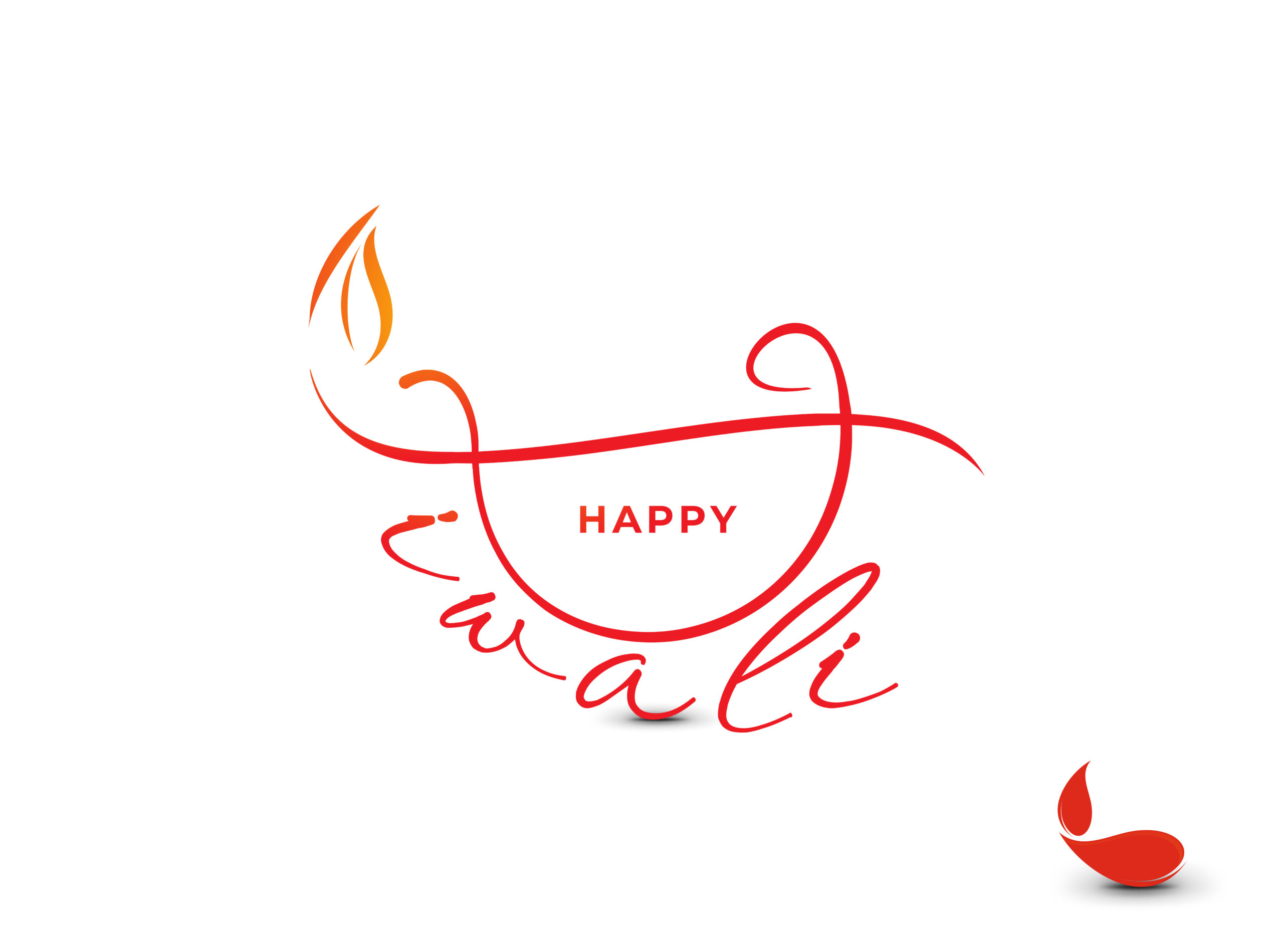 Happy Diwali text design. Abstract vector illustration.